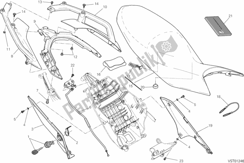 Tutte le parti per il Posto A Sedere del Ducati Hypermotard Hyperstrada Brasil 821 2014